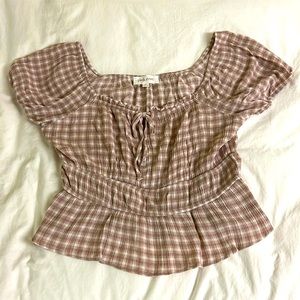 Pink and white checkered blouse